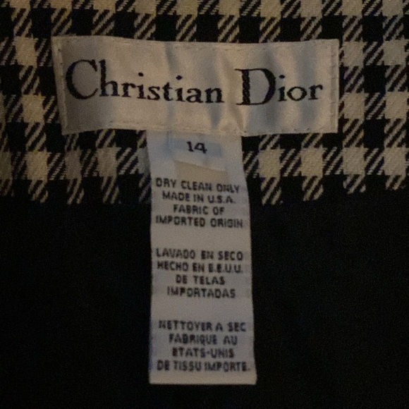 Christian Dior Black and White Checkered and Fully Lined Blazer (US 14) - Picture 7 of 7